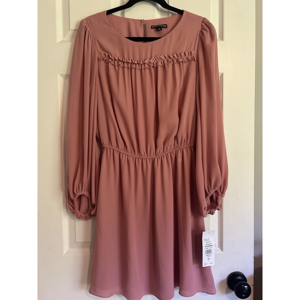 Sam And Jess NWT Women's 3/4 Sleeve Fit + Flare Mini Dress Dusty Rose  Medium